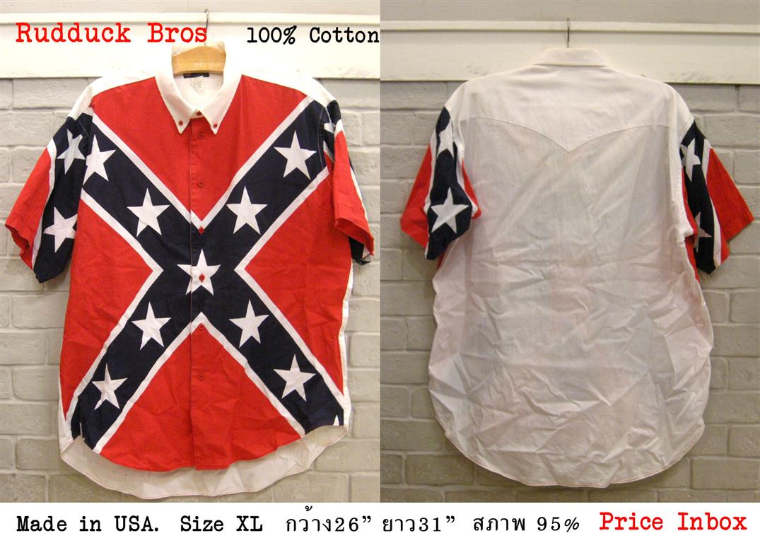 ประมูลสินค้ามือสอง : เสื้อลายธงอเมริกาเก่า made in USA.